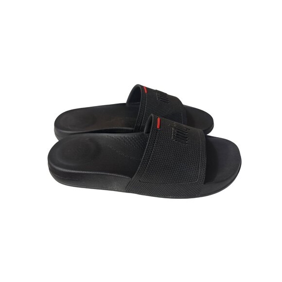 Fitflop Black Slide Sandals 6 Lightweight Rubber Slip-On Footwear For Women Made - Picture 3 of 7